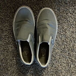 vans gray & white slip-on shoes in size 8.5